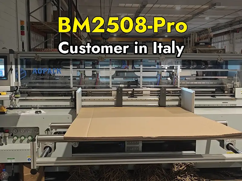 Máquina para fabricar cajas Aopack-BM2508-Pro, para procesar cartón corrugado en Italia