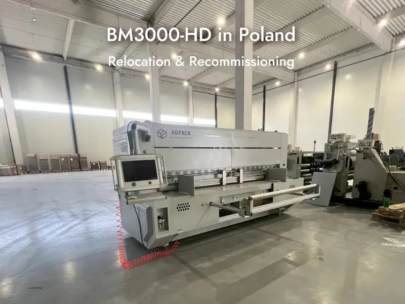 Se ha vuelto a poner en marcha la máquina de fabricación de cajas BM3000-HD en las instalaciones del cliente en Polonia.